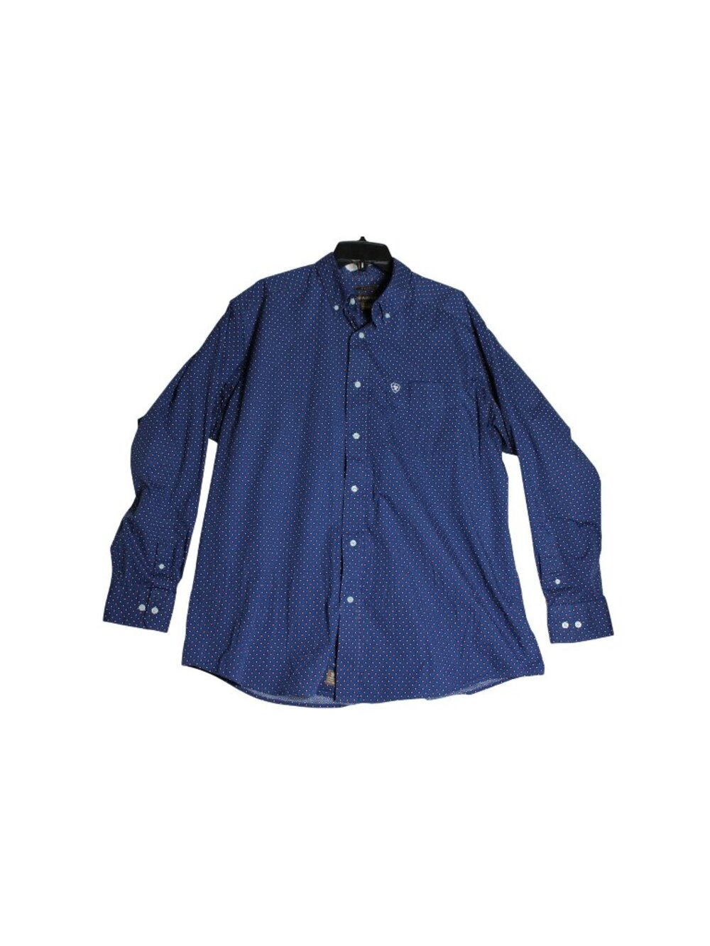 Ariat L/S Stretch Blue Polka Dot Button Down Western Cowboy Dress Shirt Men's XL